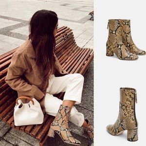 Zara Snake Animal Print Boots Size 9